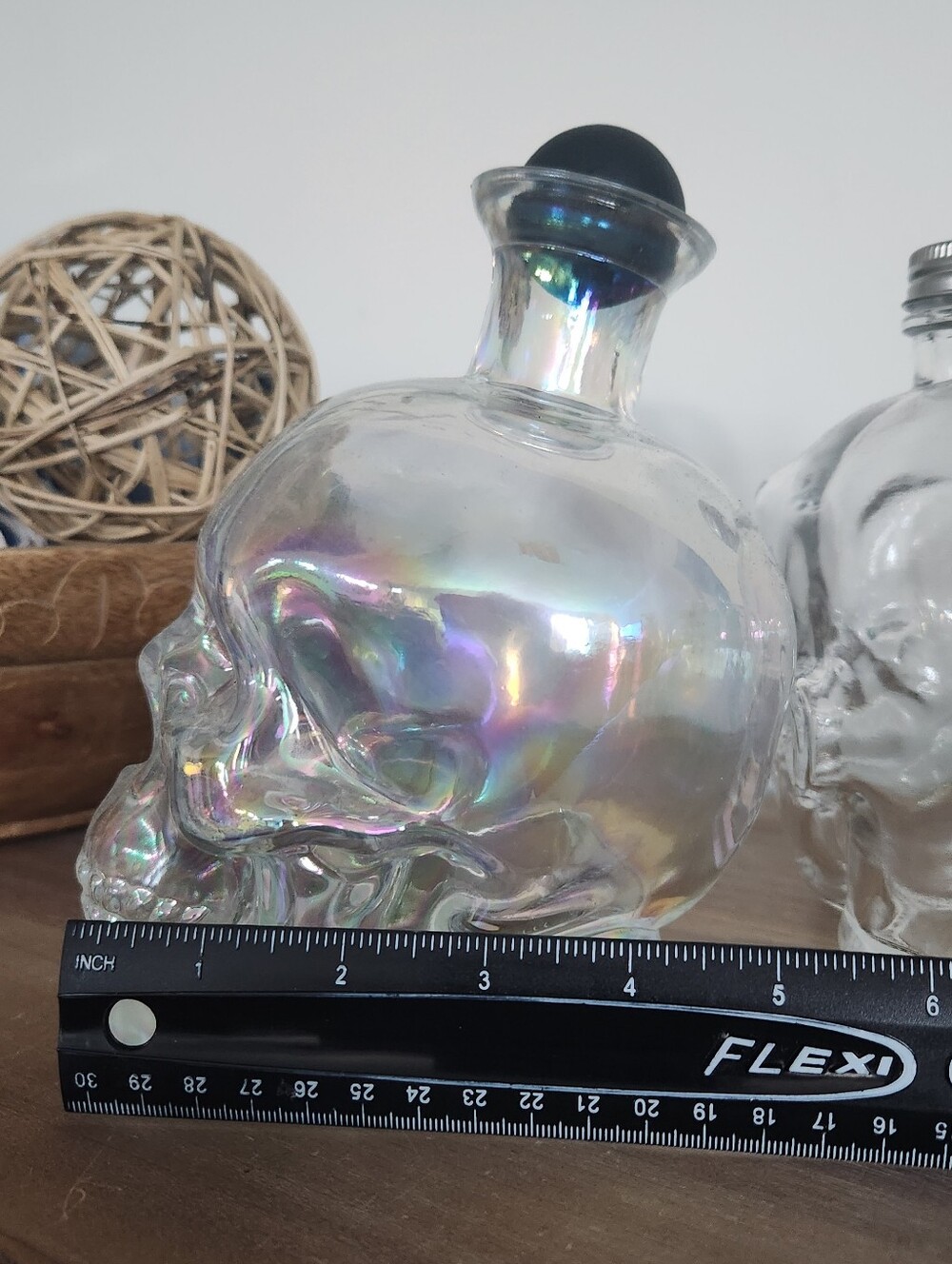 💀 Set of 3 Glass Skull & Demon Bottles Halloween Gothic Bar Decor Display Lot - Picture 8 of 8